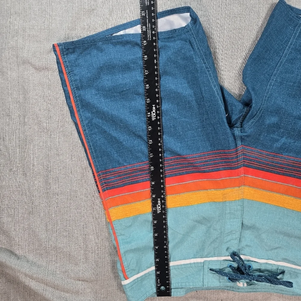Surf Style Men Sz 32 Drawstring Waist Swim Shorts Trunks Sunset Design EUC Beach